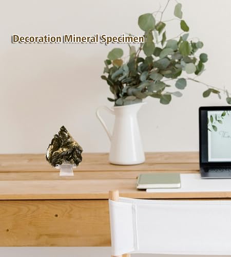 Image of AMOYSTONE Unique Decorative Stone Ornaments Siderite Large Quartz Ore Specimen Indoor Healing Calming Effects for School Geography Classroom (1.3-1.7 Pounds with Rack)