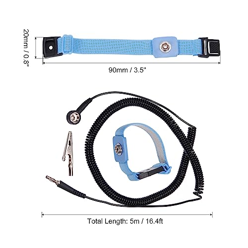 Image of MECCANIXITY ESD Anti Static Strap 16.4ft Blue Black Adjustable ESD Anti-Static Ankle Strap for Computer Electronics Repair