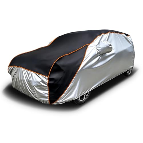 Funda Coche Antigranizo para Alfa Romeo Junior Elettrica 2024 2025+,Cubre Coches Exterior Impermeable Transpirable Antipolvo Anti-UV, para Coche con Tira Reflectante para Sedán,Plateado Negro