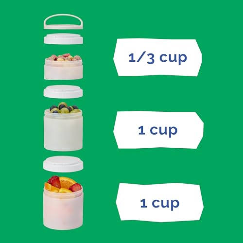 Image of Whiskware Solid Snack Containers, 3 Stackable Snack Cups, Green /Yellow