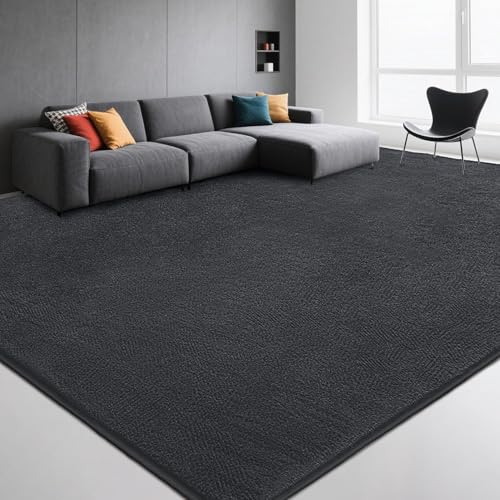 Image of Large Modern Area Rugs for Living Room Bedroom, 5x8 Feet Dark Grey Ultra Soft Thickened Memory-Foam Indoor Rug, Comfy Aesthetic Solid Minimalist Carpets for Girls Boys Nursery Dorm Home Decor