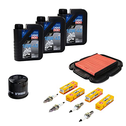Wartungspaket Öl 3L + Luftfilter + Ölfilter + Zündkerzen für Suzu ki DL 650 DL650 V-Strom C733 C743 Baujahr 2017-2022