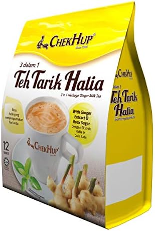 Authentic Chek Hup/Teh Tarik 3 In 1 Instant Milk Tea Beverage/Fragrant Black Tea With Premium Rock Sugar/Pure Ginger Extract Added For Extra Zing/Classic Taste, Spicy Finish/12s x 40g