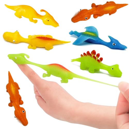 BINQILIN 10 Pièces Jouets de Doigt de Dinosaure de Fronde,Dinosaur Slingshot Toy,Dinosaures Volants Extensibles,Doigt Jouets Extensibles(Style aléatoire)