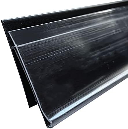 Shelf Label Strips 100 Pack Snap-in Angled 1.25”H Shelf Label Holder Strips for Metal Wood or Plastic Gondola Shelf with Price Tag Channel, PVC Plastic Clear Front/Black Back Strip for 48” Long Shelf