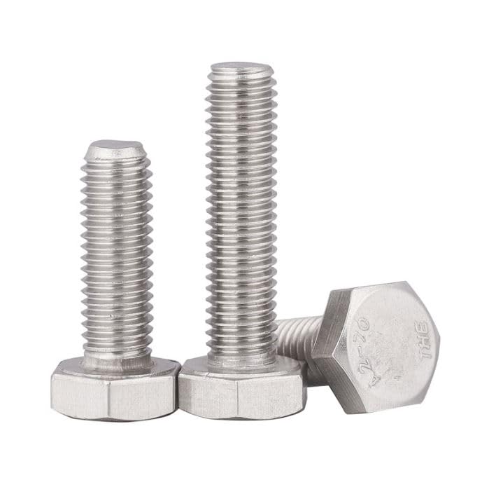 cSeao 10pcs 3/8-16 x 1 Heavy Duty Hex Head Bolts, Plain Finish, 304 Stainless Steel / A2-80/18-8, Full Thread
