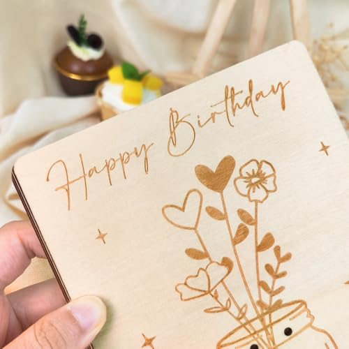 Geldgeschenke Geburtstag, Holz Geburtstagskarte Geldgeschenke Verpackung mit Happy Birthday, Geburtstagsgeschenk für Frauen Männer, Geschenke für Männer Frauen Geburtstag