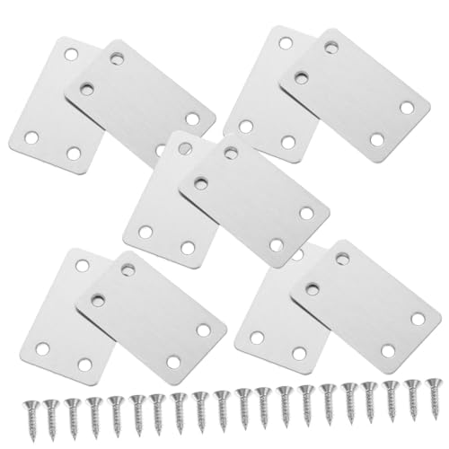 CIYODO 10pcs Repair Board Flat Brackets for Wood Mending Plates Flat Plate Corner Brace Metal Corner Brackets Metal Brackets Corner Brackets for Wood Cupboard Iron Laminate Drag
