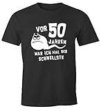 MoonWorks® Herren T-Shirt 50. Geburtstag lustiger Spruch Sperma Spermium Geschenk für Männer anthrazit XXL