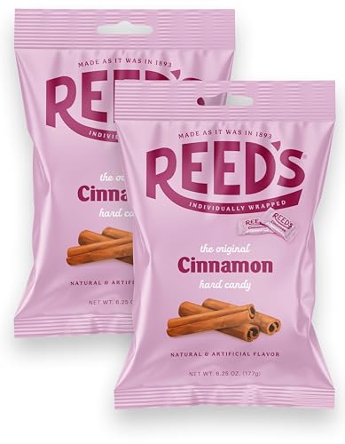 Reed’s Cinnamon Candy, 6.25oz Bag (Pack of 2) Individually Wrapped Cinnamon Hard Candy, The Hampton Candy Company