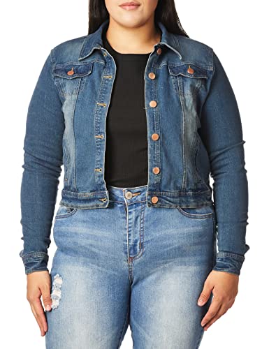 dollhouse Women's Basic Slim Fit Denim Jacket, X-Large