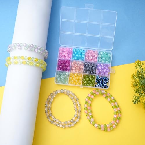 Image of Ambitieux DIY Bracelet Making Kit for Girls - 12 Types Colorful Beads with Charms, Elastic Thread, Earrings, Clasps & Rings - Jewellery Craft Kit for Kids, Birthday Return Gift, Rakhi Special Set for 2 3 4 5 6 7 8 9 10 years (Glass Crackle)