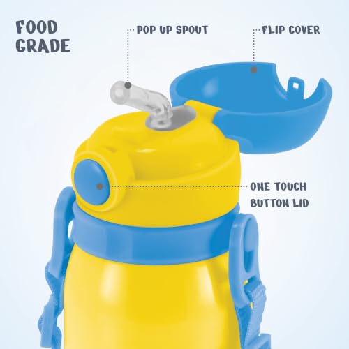 Image of MILTON Marvel Torque 650 ISI Certified Stainless Steel Water Bottle, Leak Proof, Rust Proof, Single walled,1 Yr Warranty, Ideal Sipper Water Bottle for School Kids Bottle, 625 ml, Yellow