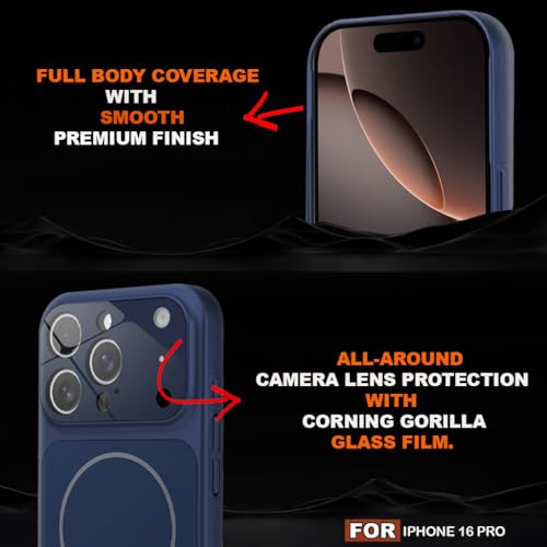 Image of SHINESTAR iPhone 16 Pro Case - Premium Shockproof Protective Cover, Wireless Charging Compatible, Slim & Durable Luxury Back Cover with Camera Protection (Blue)
