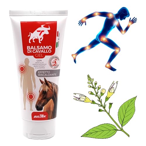 Balsamo di Cavallo, Gel Made in Italy Effetto Termoattivo per Dolori Articolari, per Massaggio Muscoli, Testato Dermatologicamente, Lenitivo, Rigenerante, Antimicrobico