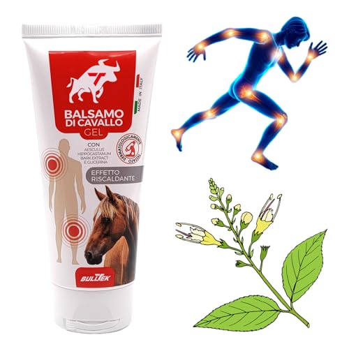 BullTek Bálsamo de Caballo Gel Made in Italy Efecto Termoactivo para Dolores Articulares, Masaje Muscular, Probado Dermatológicamente, Calmante, Regenerador, Antiimicrobico