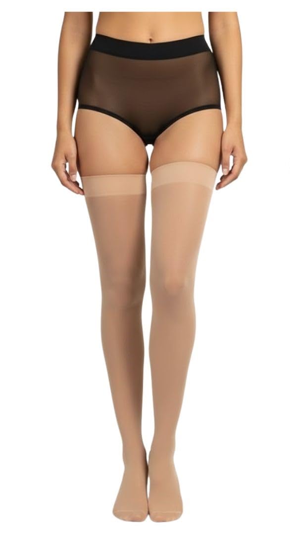 Womens Sheer Half Stockings Knee High Transparent Socks Soft Stretch Nylon Hosiery Stay Up Elastic Band-image-17