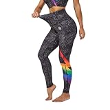 Rainbow Flash Dust High Waisted Leggings with Pockets for Women Tummy Control Yoga Pants with Pockets Workout 7/8 Leggings X-Large
