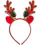 DIUEWOW Christmas Headbands Christmas Glitter Elk Antlers Christmas Trees Hair Bands Holiday Part...