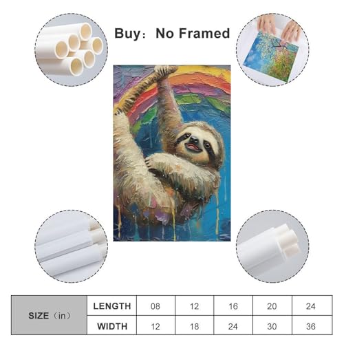 Impression sur toile décoration murale sloth bxyafekud tableau 50x75
