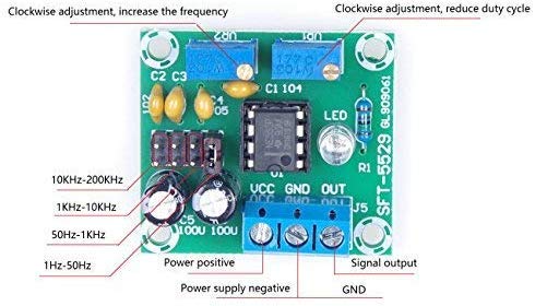 Image of NE555 Pulse Module Square Wave Rectangular Wave Signal Generator Frequency Duty Cycle Adjustable DC5-15V Output Frequency 1Hz-50Hz, 50Hz-1KHz, 1KHz-10KHz, 10KHz-200KHz Four Optional