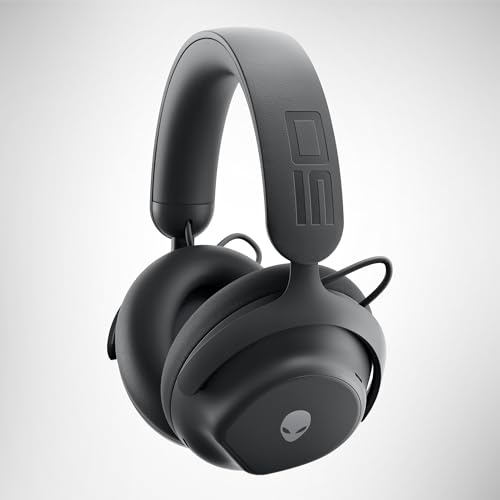 Casque Gaming sans Fil Alienware Pro – Haut-parleurs 50 mm en graphène, ANC Hybride, 75h d’autonomie, AI Micro, Alienware Command Center, Dark Side of The Moon
