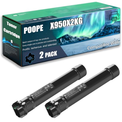 POOPE X950X2KG X950X2CG X950X2MG X950X2YG Toner Cartridges Compatible for Lexmark X954dhe X952dte X950de 950de Printers, Replacement (2 Pack Black)