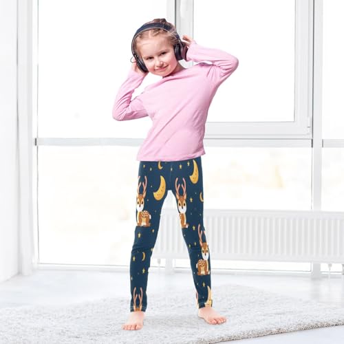 Toddler Girls Leggings Printed Yoga Pants Leggings Deer Night Background and Moon Stars for Kids4