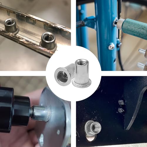 TXXATX 60 Stück Nietmuttern M8 Edelstahl Blindnietmuttern Einziehmuttern Flachkopf Nietmutter Einpressmuttern Gewindenieten Befestigung für Handwerk Dekorationen Kunststoffplatten Metallplatten Rohre