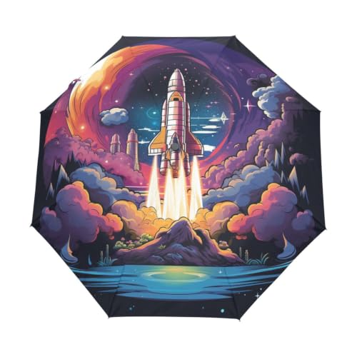 Parapluie anti UV automatique ultra-léger design fusée violette