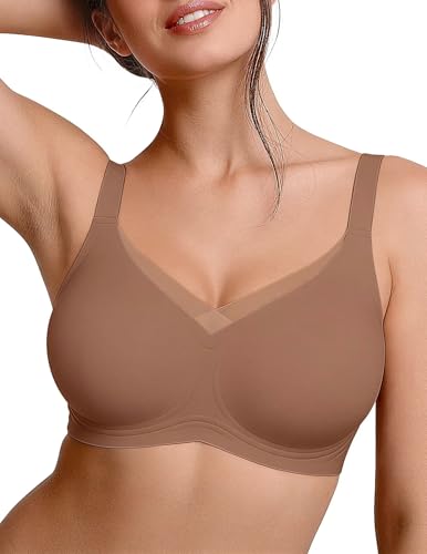 Image of Vertvie Wireless Bras Women Seamless Jelly Supportive Mesh Crossover Bra No Underwire Push Up Full Coverage T-Shirt Bralette