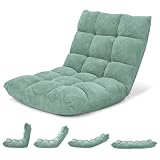 Giantex Floor Chair with Back Support - Floor Gaming Chair with 14 Adjustable Position, Padded Sleeper Bed, Couch Recliner, Meditation Chair, Gaming Floor Chairs for Adults, Gaming Chair Floor, Green