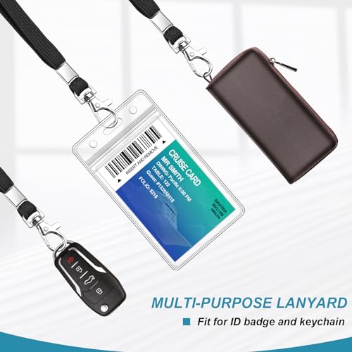 Koorito 3 Pack Clear Id Badge Holder With Lanyard Black Lanyards With Vertical Waterproof Id Badge Holder For Office thumb #3