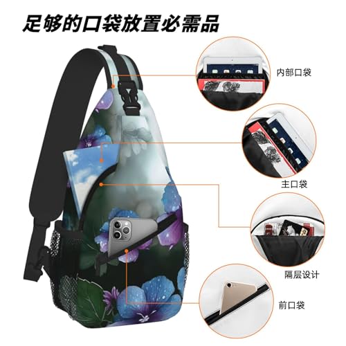 Bolso tipo Sling para Viaje y Montañismo con diseño floral miniatura 6