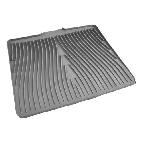 Silikon-Ablaufmatte mit Neigung, 50 x 43 x 2 cm, rutschfester Trockenmatte für die Küche, effiziente Wasserabfuhr durch speziellen Rand und Rillen, ideal zum Abtropfen von Geschirr, Gläsern und Töpfe