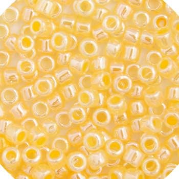 Miyuki Delica 8/0 RD 5.2gms Japanese Seed Beads - Crystal Yellow Ceylon Lined-Dyed