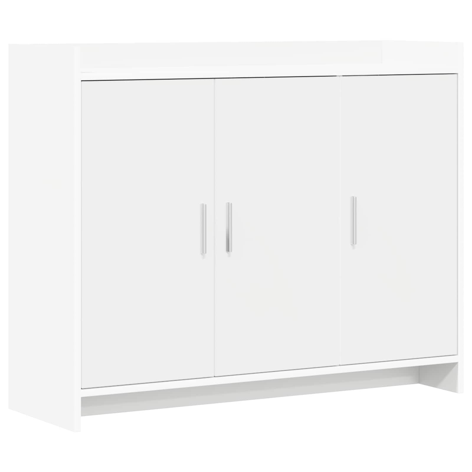 Credenza bianca, 98,5 x 33 x 80 cm, comò con 3 ante