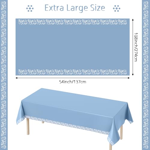 Image of Oudain 4 Pack Cielito Lindo Party Decoration Mexican Tablecloth Disposable Plastic Terracotta Mexican Cielito Lindo Baby Shower Table Decor Wedding Birthday Party Decorations(Floral,Blue)