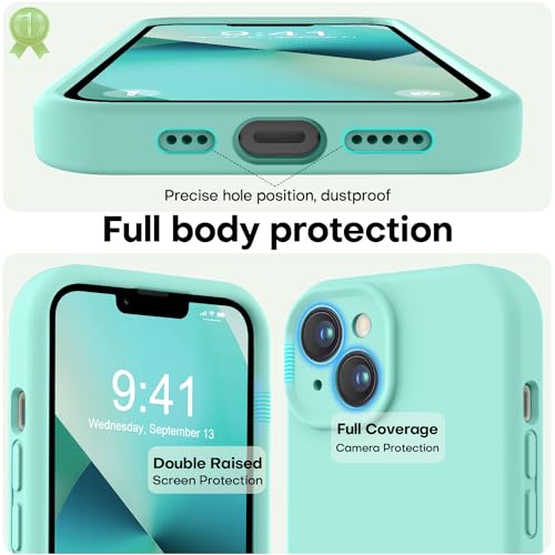 Image of LOVE 3000 Designed for iPhone 13 Case, Premium Silicone with [Camera Protection] [Soft Anti-Scratch Microfiber Lining] Shockproof Protective Phone Case for iPhone 13 Women Men Girls 6.1 inch, Sea Blue