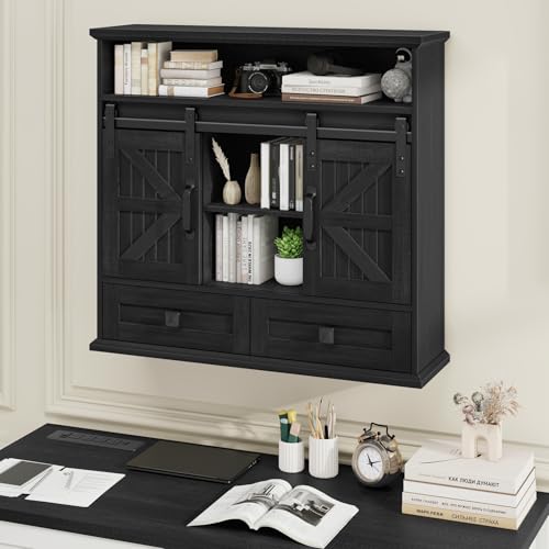 Image of Vabches Bathroom Wall Cabinet, Farmhouse Medicine Cabinet with Sliding Door