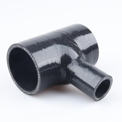 AC PERFORMANCE ID 2.25" (57mm), Spout ID 1" (25mm), T-Piece 3 Way BOV Coupler,Full Length 3.9"(100mm),Branch Length 1.96"(50mm), Automotive Pure Silicone Hose, Black