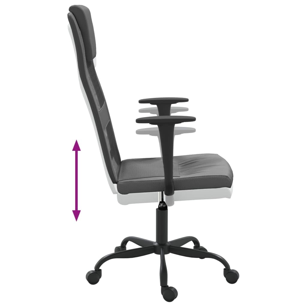 Silla de escritorio ergonómica gris con respaldo de malla y ruedas, silla de oficina regulable en altura con malla transpirable y piel sintética, giratoria y robusta para el lugar de trabajo