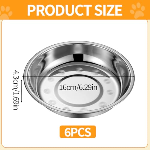 6 Stück Futternapf Katze 16cm Verdickung Katzennäpfe Edelstahl Katzen Futternapf Flach Hund Futternapf Hundenapf Kleine Hunde für Katzen Kleine Hunde