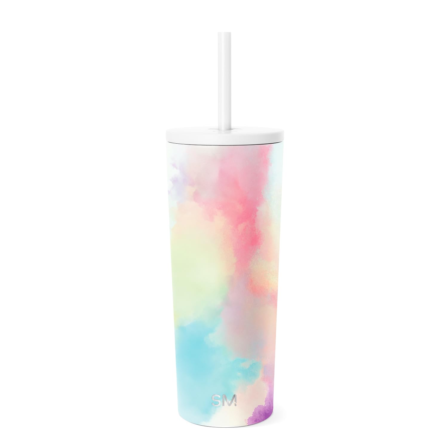 Simple Modern Iced Coffee Tumbler, Insulated | 24oz | Tie Dye | Reusable Stainless Steel Cup Travel Mug, Water Bottle with Straw | Cupholder Friendly & Spill Resistant, Cotton Candy Tie Dye