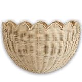 BEBE BASK Scalloped Wicker Wall Basket - The Original - Hand Woven Basket - Scalloped Décor Wall Hanging Baskets -16' x 10' x 7'In - Hanging Wall Basket (Natural)