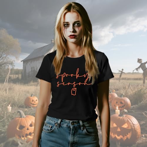 Halloween Shirts for Women Halloween Ghost T-Shirt Spooky Season Tee Tops2