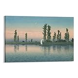 川濑巴水版画家 「潮来の初秋」 ポスター クール 壁アート キャンバス パネル オフィス装飾 ぶら下がる 版画 ギフト20x30inch(50x75cm)