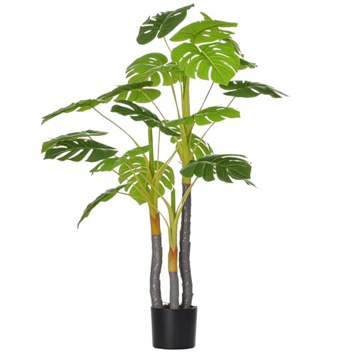 HOMCOM Monstera Pianta Artificiale per Interno ed Esterno, Pianta Finta Realistica con 20 Foglie, 120cm