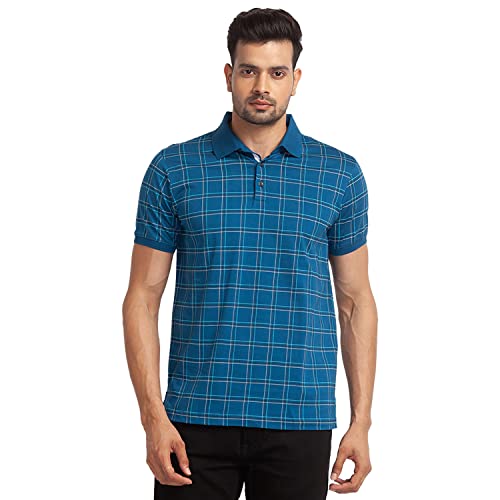Image of Park Avenue Men's Pure Cotton Print Pattern Slim Fit Polo Collar Half Sleeve Casual T-Shirt