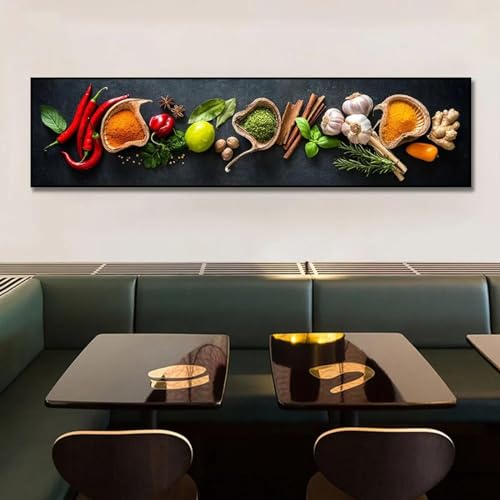 Toile art épices poivrons pour habiller un mur de cuisine vide
